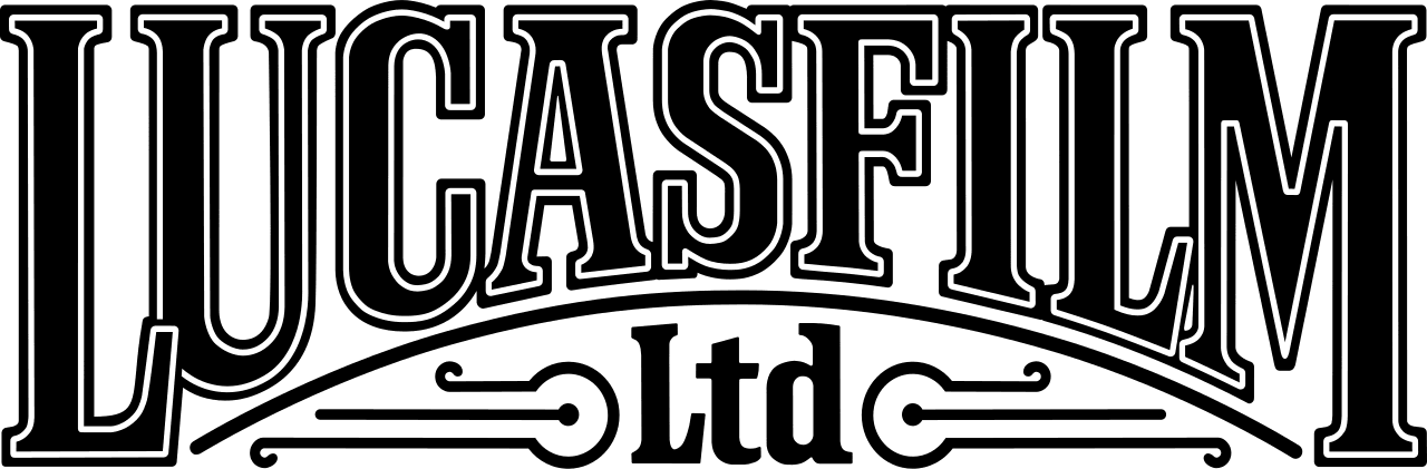 Black and white Lucasfilm logo with stylized text and decorative lines