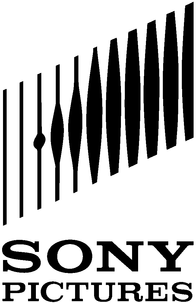 Black and white Sony Pictures logo with vertical elongated shapes above the text