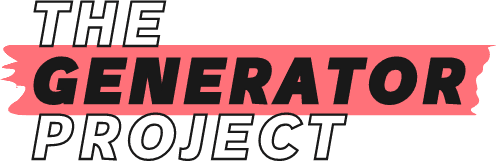 Logo text 'THE GENERATOR PROJECT' with 'GENERATOR' highlighted in pink